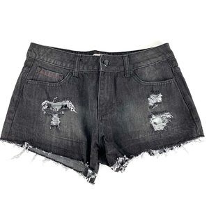 Adam Levine 5/6 black denim high waist shorts
